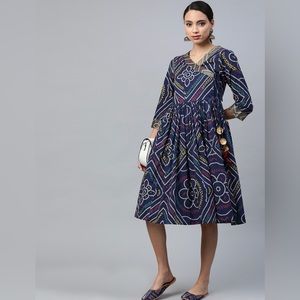 Bandhani A line printed dress